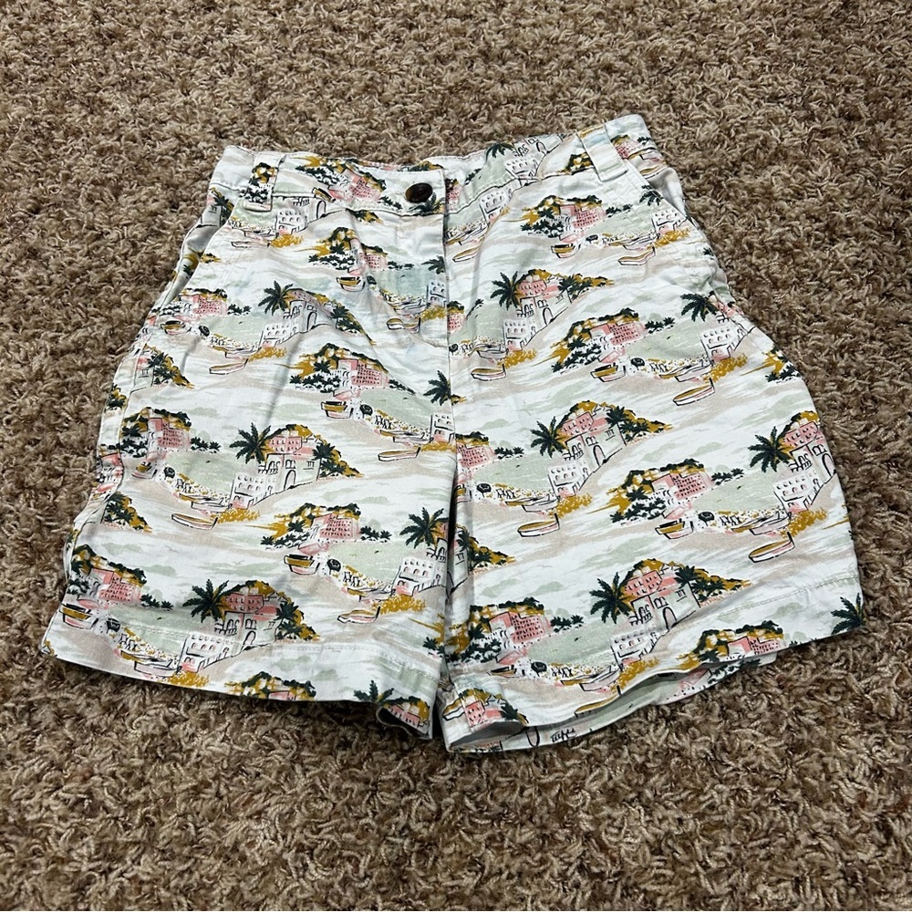 Boden Women's Classic Chino Shorts Ivory/Green Paradise Bay US SIZE 4